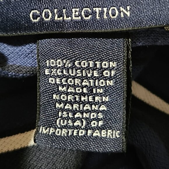 Daniel Cremieux Men's Dk Blu/Blk/White Striped Long Sleeve Cotton Polo Shirt - L - Picture 5 of 10